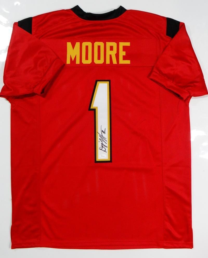 DJ Moore Autographed Red Custom Football Jersey
