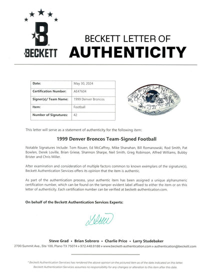 Shannon Sharpe & Pat Bowlen Denver Broncos Multi-Signed 1999 Team Football