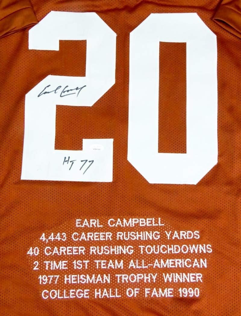 Earl Campbell Signed Texas Longhorns Style Orange Custom Jersey