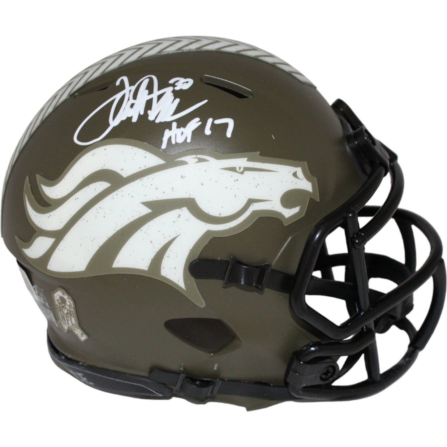 Terrell Davis Signed Denver Broncos Salute to Service Mini Helmet (HOF)