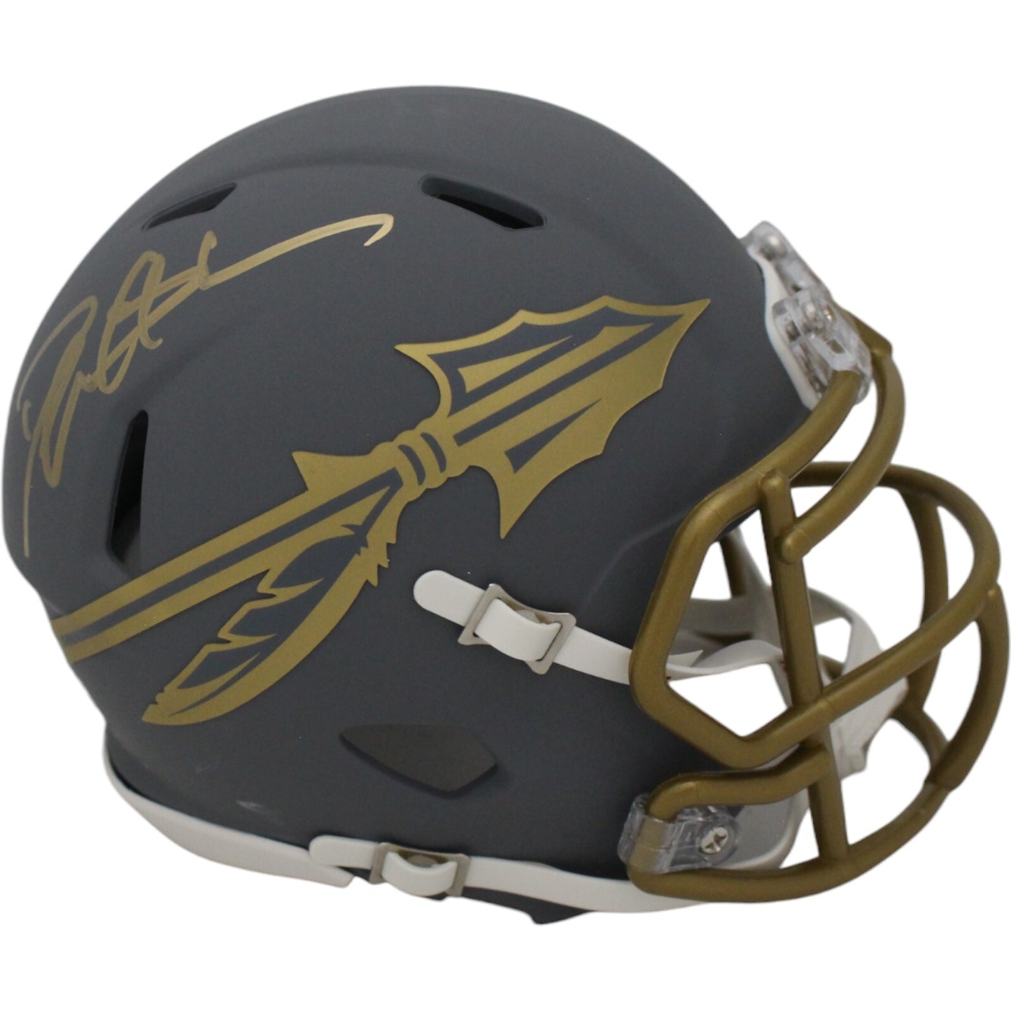 Deion Sanders Signed Florida State Seminoles Slate Mini Helmet