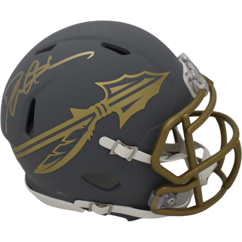 Deion Sanders Signed Florida State Seminoles Slate Mini Helmet