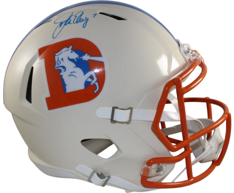 John Elway Denver Broncos Autographed Retro Full Size Replica Helmet