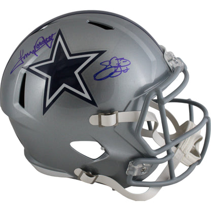 Emmitt Smith & Tony Dorsett Signed Dallas Cowboys Full Size Replica Helmet