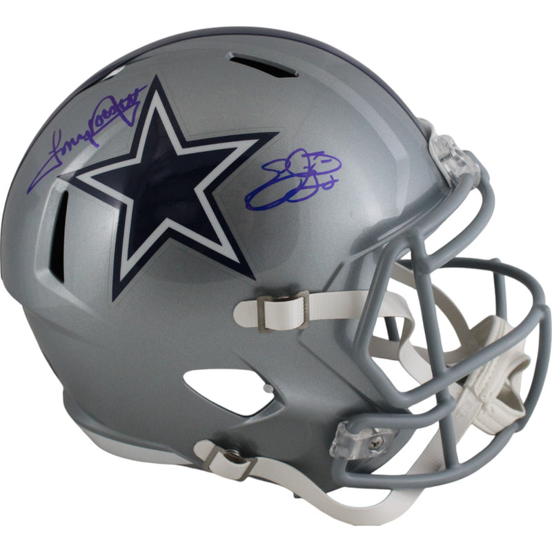 Emmitt Smith & Tony Dorsett Signed Dallas Cowboys Full Size Replica Helmet