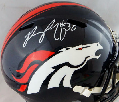 Phillip Lindsay Signed Denver Broncos White Full Size Speed Helmet