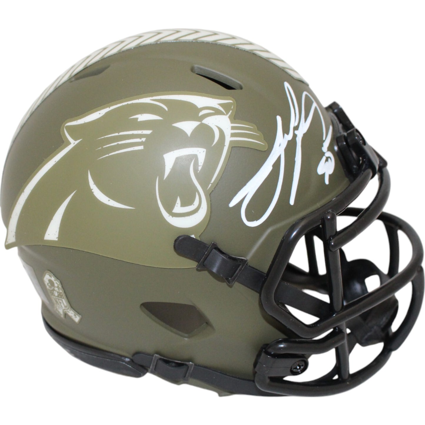 Julius Peppers Signed Carolina Panthers 2022 Salute to Service Mini Helmet