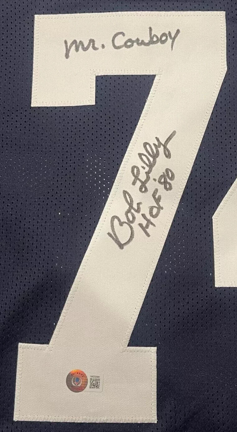 Bob Lilly Signed Dallas Cowboys Custom Jersey with 4 Inscriptions