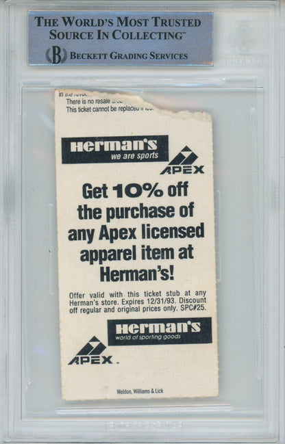 Jerome Bettis Signed 9/19/1993 Ticket Stub ROY Inscription Beckett Slab