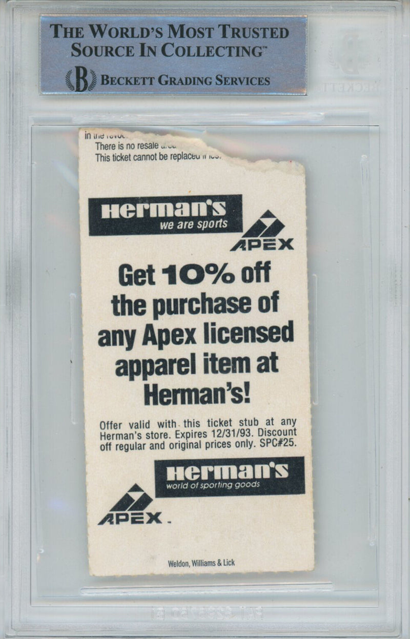 Jerome Bettis Signed 9/19/1993 Ticket Stub ROY Inscription Beckett Slab