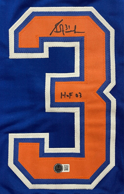 Grant Fuhr Edmonton Oilers Signed Custom Jersey (HOF 03) Beckett COA