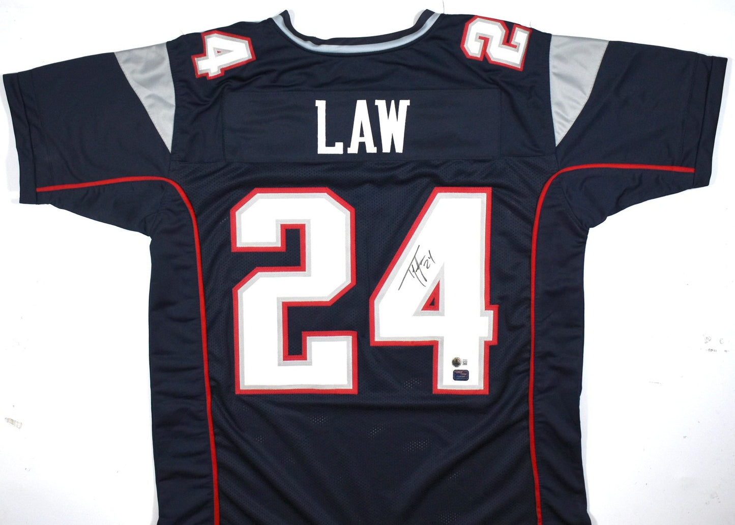 Ty Law Autographed Blue Custom Jersey