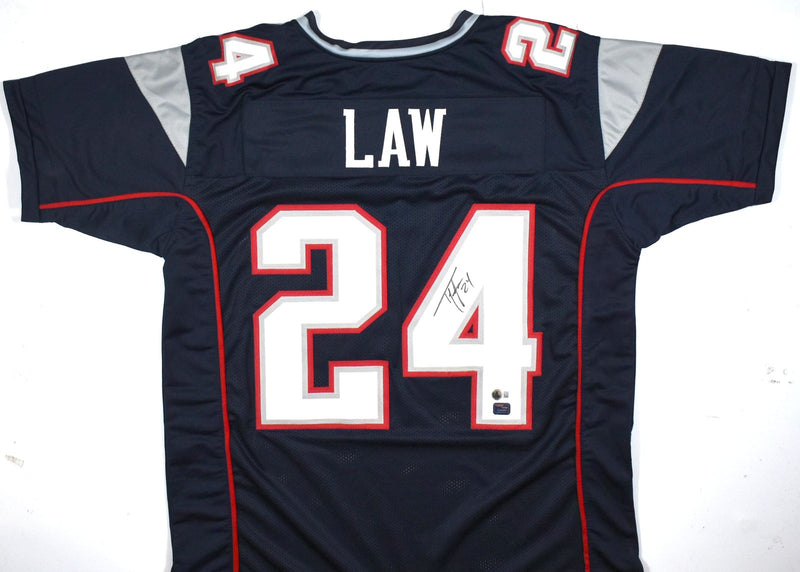 Ty Law Autographed Blue Custom Jersey