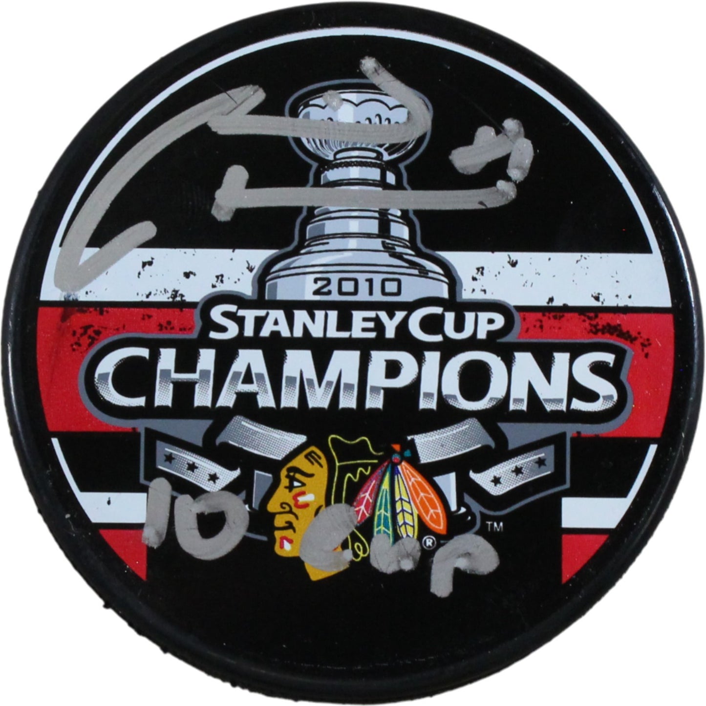 Marian Hossa Autographed Chicago Blackhawks 2010 Stanley Cup Hockey Puck