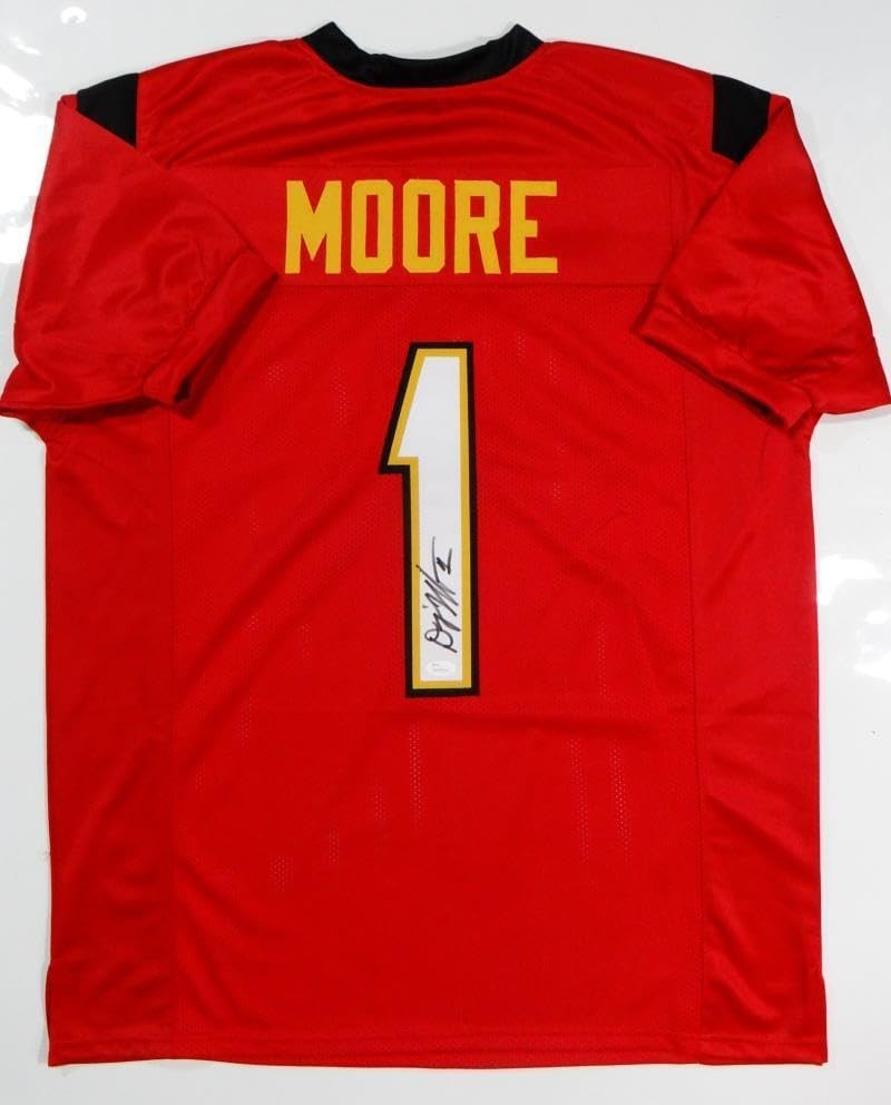 DJ Moore Autographed Red Custom Football Jersey