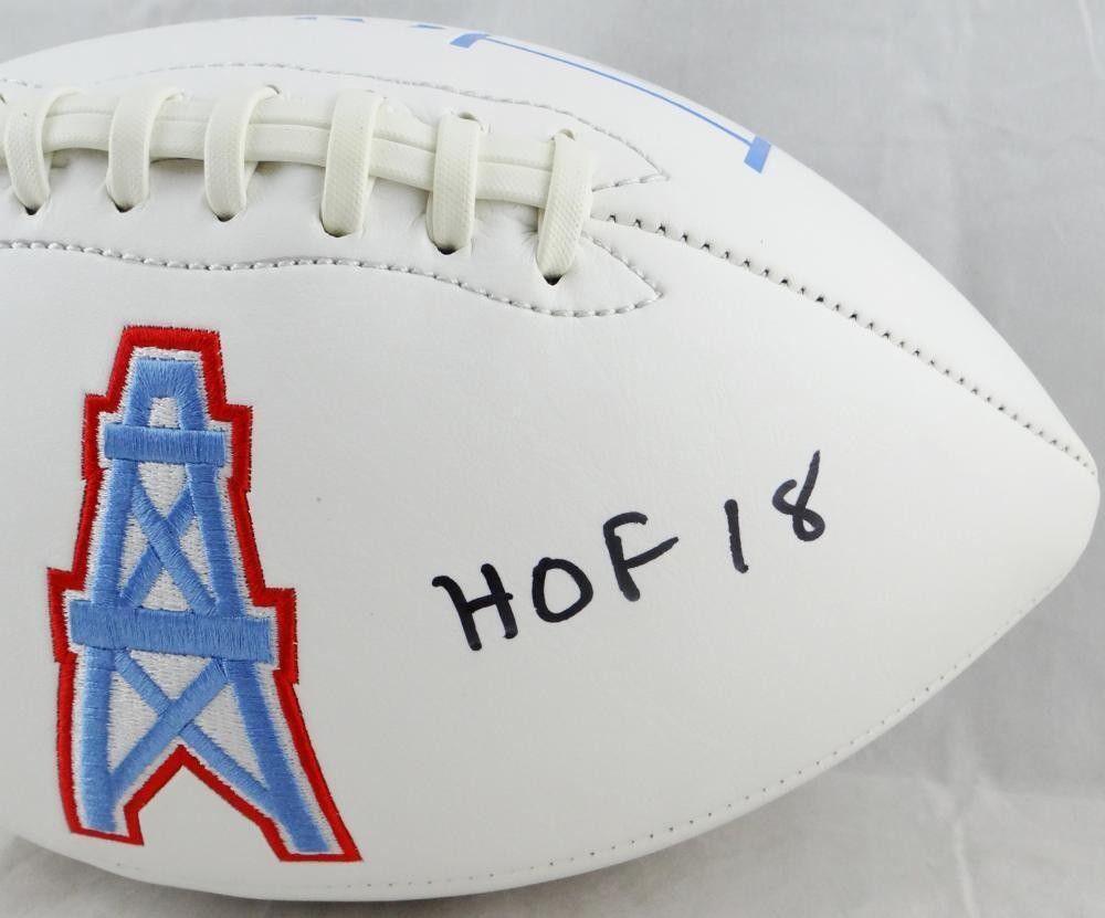 Robert Brazile Signed Houston Oilers Logo Football with HOF Inscription