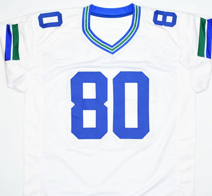 Steve Largent Signed Seattle Seahawks White Custom Jersey - HOF Inscribed