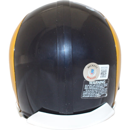 Marshall Faulk Signed Los Angeles Rams Throwback Mini Helmet Beckett