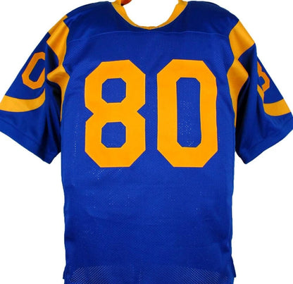 Henry Ellard Autographed Blue Custom Football Jersey