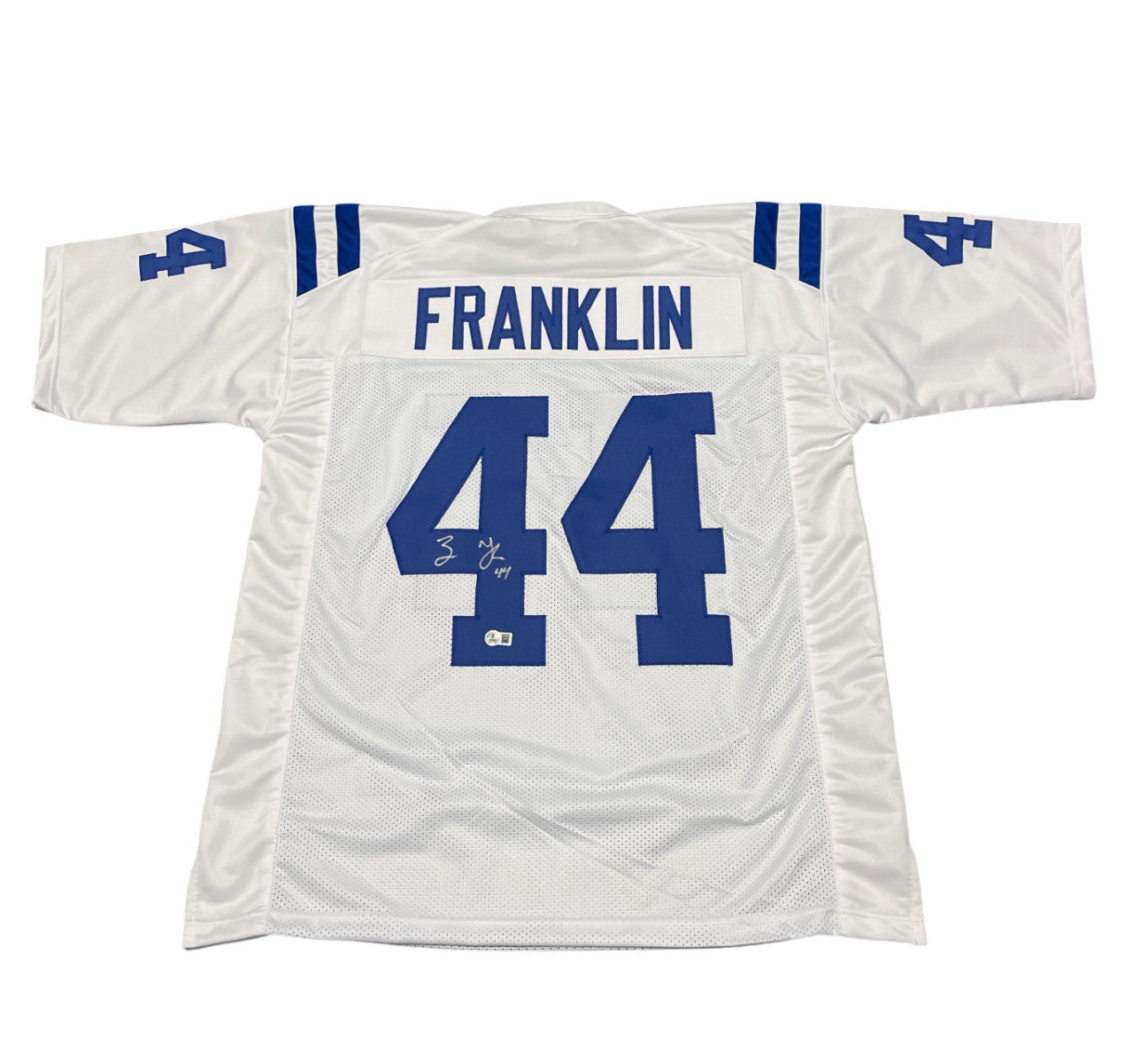 Zaire Franklin Autographed Indianapolis Colts Custom Jersey (Beckett Witness)