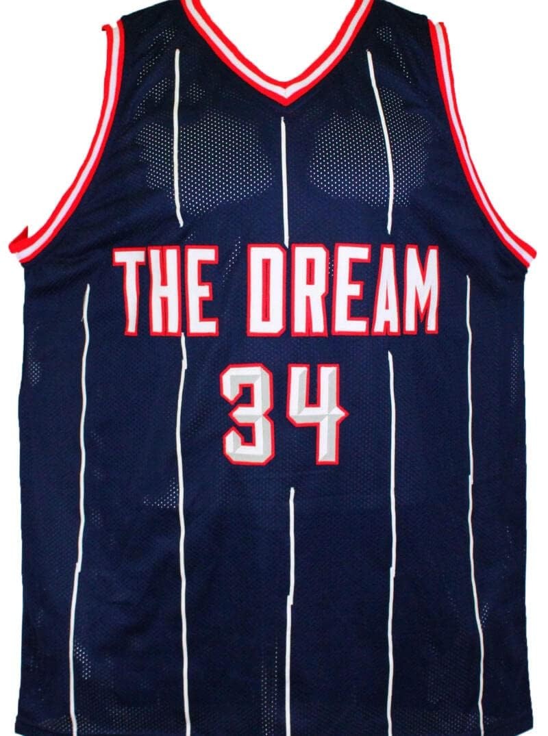 Hakeem Olajuwon Autographed Blue Custom Basketball Jersey