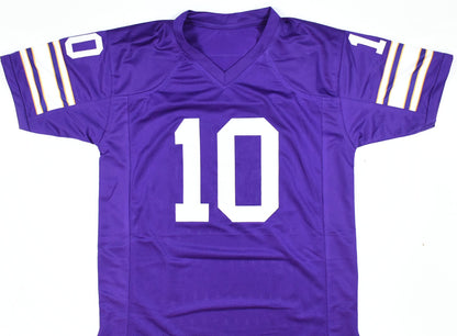 Fran Tarkenton Signed Minnesota Vikings Purple Custom Jersey - HOF