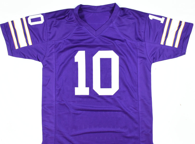 Fran Tarkenton Signed Minnesota Vikings Purple Custom Jersey - HOF