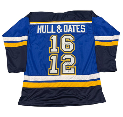 Brett Hull & Adam Oates Dual Signed St. Louis Blues Custom Jersey Beckett