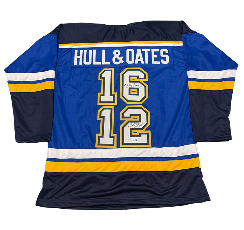 Brett Hull & Adam Oates Dual Signed St. Louis Blues Custom Jersey Beckett