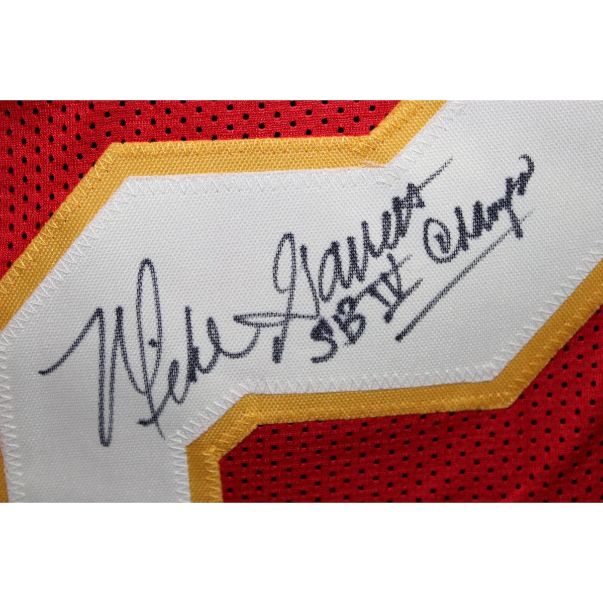 Mike Garrett Autographed Red Jersey with SB IV Champ Inscription