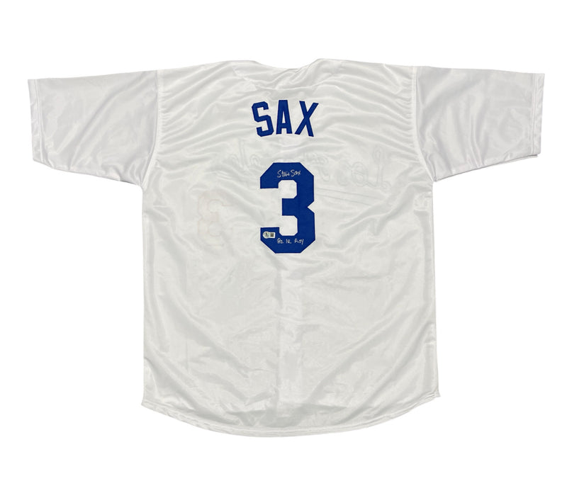 Steve Sax Signed Los Angeles Dodgers Custom Jersey (82 NL ROY) Beckett