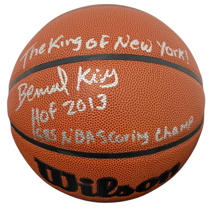 Bernard King Signed Wilson NBA Basketball with 3 Inscriptions Beckett COA