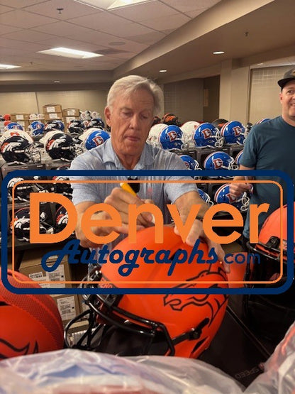 John Elway Signed Denver Broncos Full Size Replica Rave Helmet BAS Witnessed