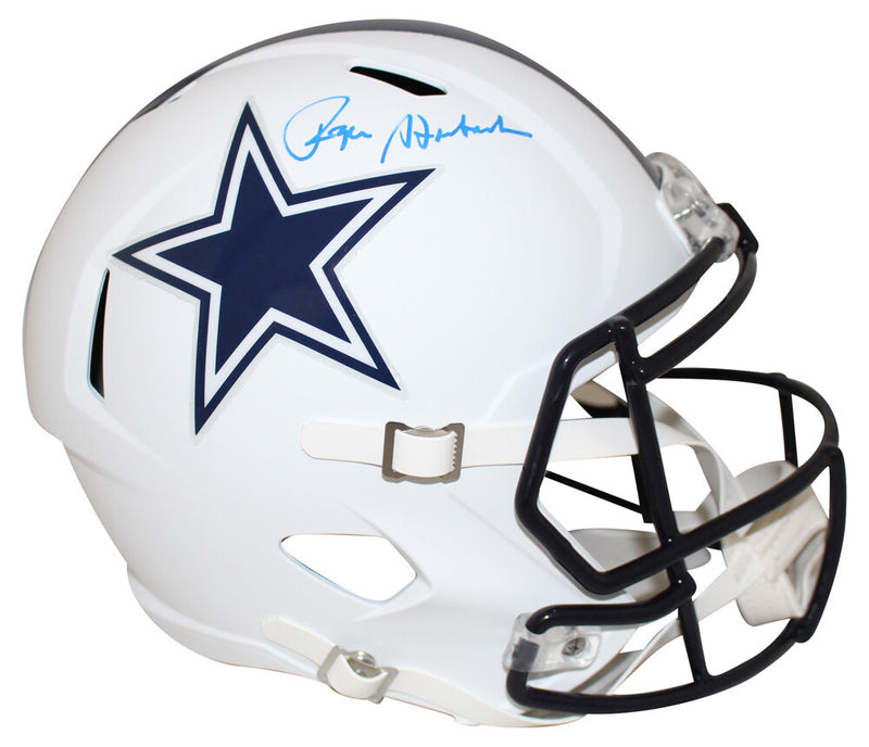 Roger Staubach Signed Dallas Cowboys Full Size Flat White Replica Helmet