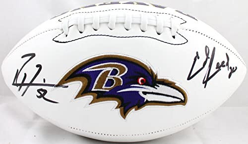 Ed Reed & Ray Lewis Autographed Baltimore Ravens Logo Football