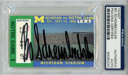 Bo Schembechler Signed Michigan vs Notre Dame Ticket Stub (9/14/1985) PSA
