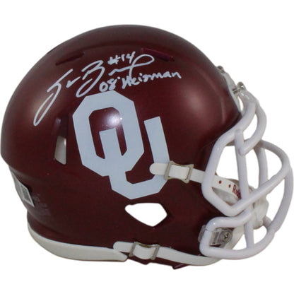 Sam Bradford Autographed Oklahoma Sooners Mini Helmet (2008 Heisman)