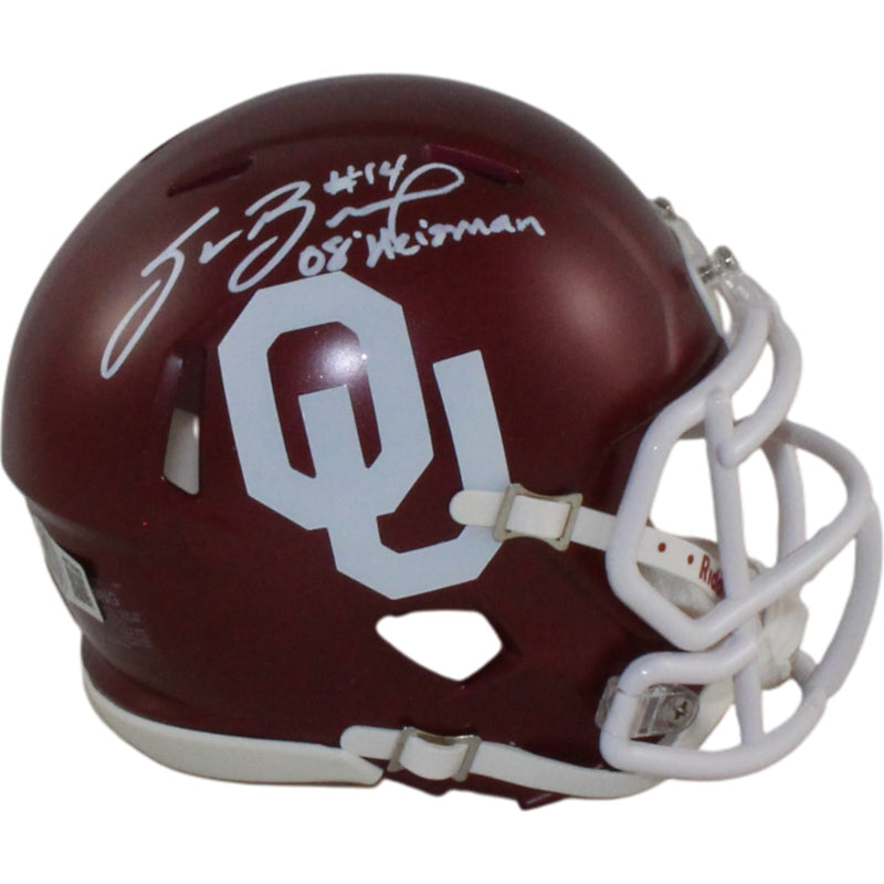 Sam Bradford Autographed Oklahoma Sooners Mini Helmet (2008 Heisman)