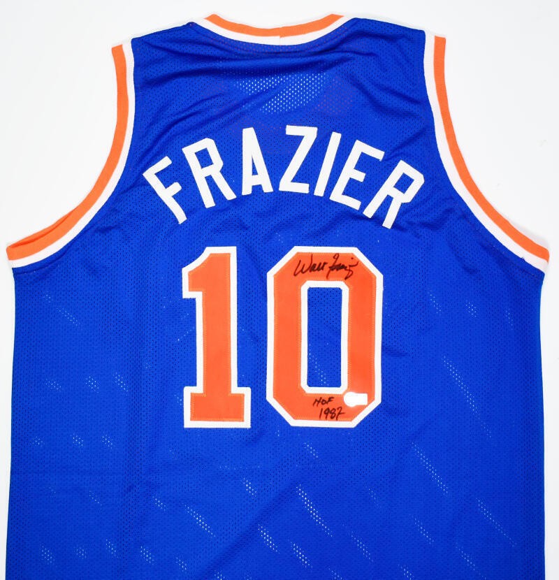 Walt Frazier Autographed Blue Pro Style Basketball Jersey