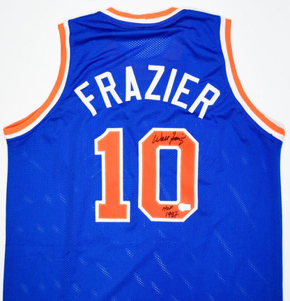 Walt Frazier Autographed Blue Pro Style Basketball Jersey