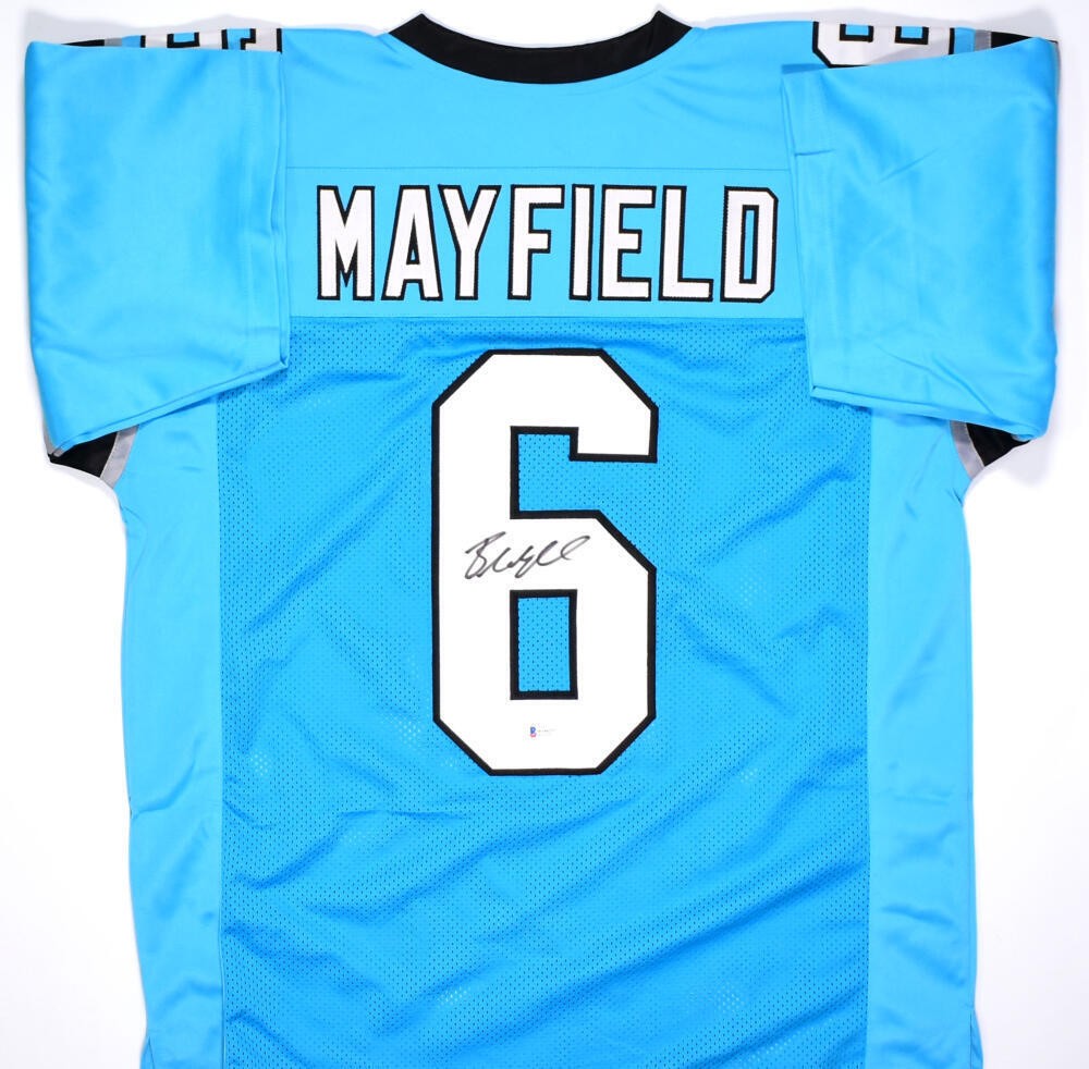 Baker Mayfield Signed Carolina Panthers Custom Blue Jersey