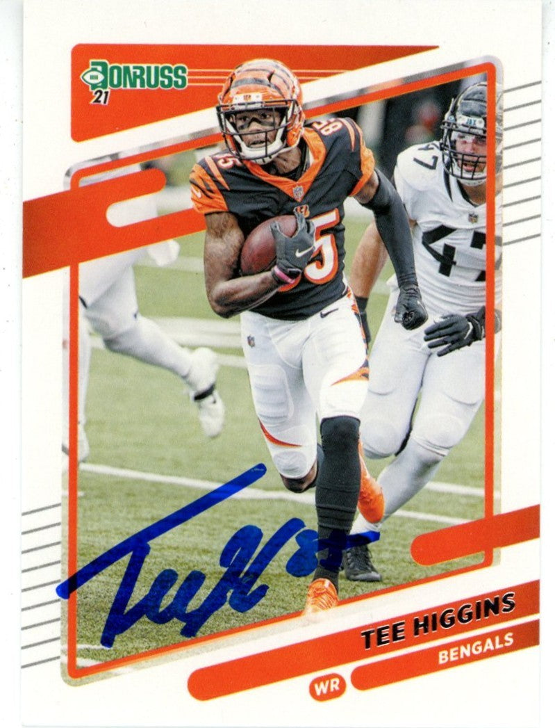 Tee Higgins Autographed Cincinnati Bengals 2021 Donruss Trading Card