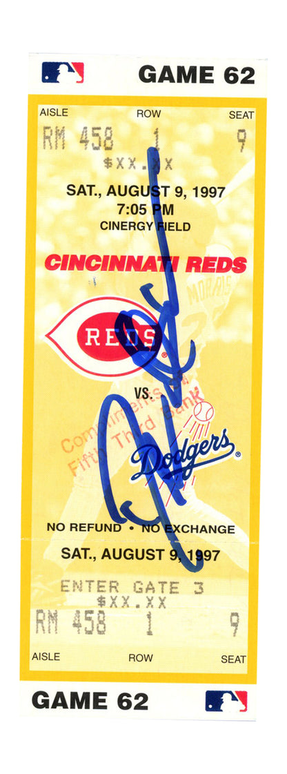 Deion Sanders Signed Cincinnati Reds vs Dodgers 8/9/1997 Ticket Stub BAS