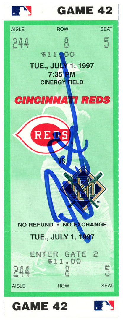 Deion Sanders Signed Cincinnati Reds July 1 1997 vs Brewers Ticket BAS