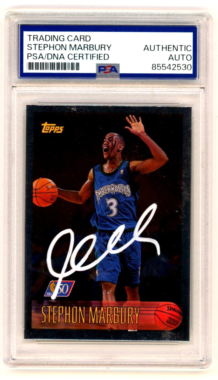 Stephon Marbury Signed 1996-97 Topps NBA 50 #177 Rookie Card - PSA