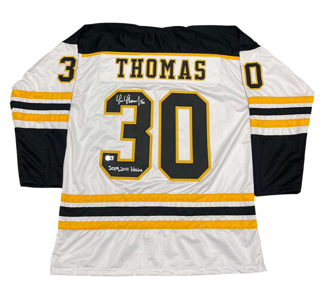 Tim Thomas Signed Boston Bruins Custom Jersey w/ 09 11 Vezina Beckett COA