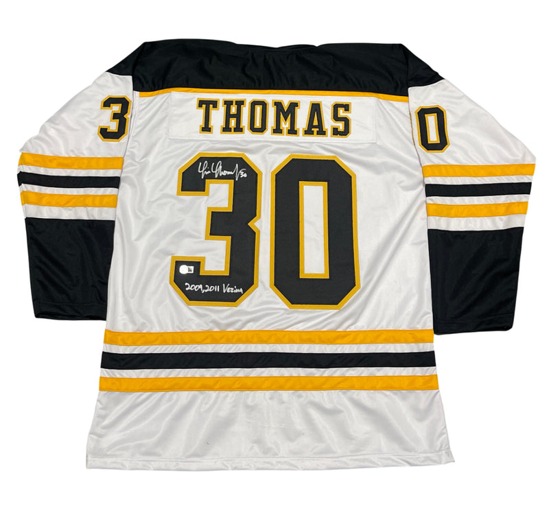 Tim Thomas Signed Boston Bruins Custom Jersey w/ 09 11 Vezina Beckett COA