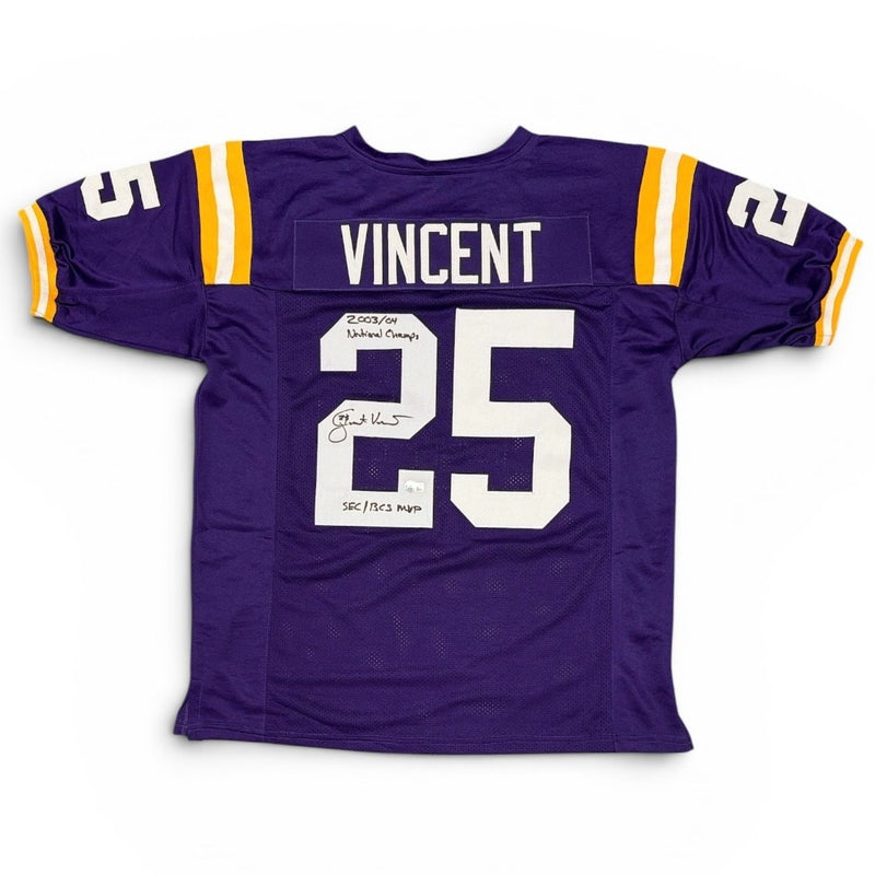 Justin Vincent Autographed LSU Tigers Custom Jersey with Inscriptions