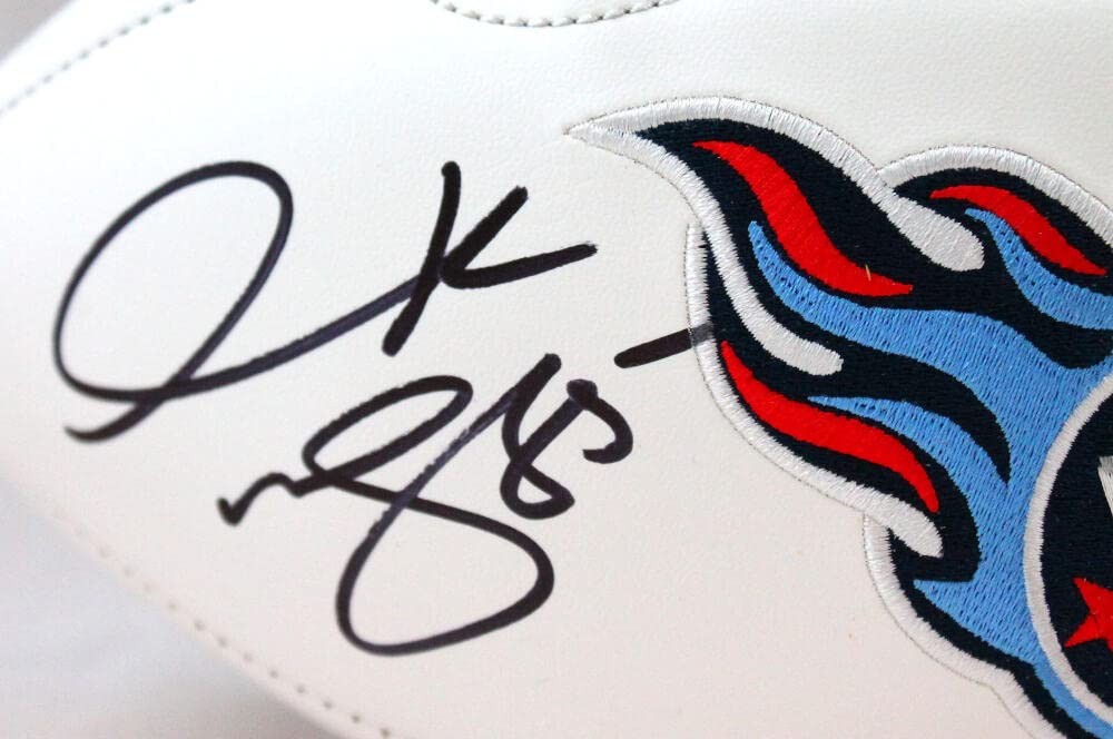 Derrick Mason Signed Tennessee Titans Logo Football with Inscription