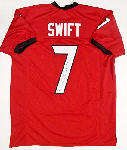 D'Andre Swift Autographed Red Custom College Style Jersey